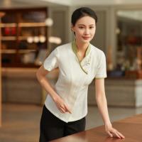 Salix Leaf Design Anti-Pilling Serveur de restaurant asiatique classique Uniforme de serveur et de serveuse noir