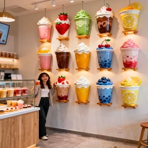 Scultura Gigante Personalizzata a Forma di Cono Gelato, Decorazione per Gelateria, Oggetto Scenico da Parete, Arte Decorativa per Museo del Gelato - Product Image 1