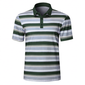 Polo en tricot pour homme, manches courtes, coupe classique, vert, gris, blanc, à motifs, col classique - Product Image 1