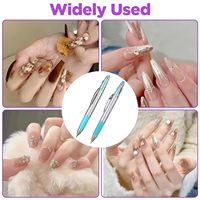 Stylo à points pour ongles 4 en 1 avec embout en silicone, 4 tailles de têtes en acier inoxydable, outil de manucure, stylo à ongles multifonction bleu NAB094B
