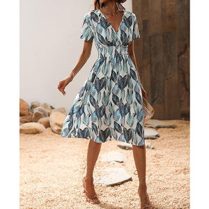 Robe de style occidental confortable pour femmes de haute qualité Tissu doux Robe imprimée écologique pour dames-Vente en gros - Product Image 1