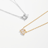 FUAMAY clásico 925 plata esterlina dos piedras colgante collar cuadrado y pera doble CZ collar 18K chapado en oro Toi Et Moi collar