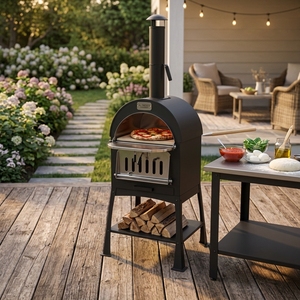 <span class=keywords><strong>Four</strong></span> à <span class=keywords><strong>Pizza</strong></span> en <span class=keywords><strong>bois</strong></span> noir, petite boulangerie, intérieur et extérieur, avec cheminée - Product Image 1