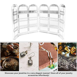 360 lỗ rõ ràng <span class=keywords><strong>Acrylic</strong></span> gấp Bông tai chủ 6 cửa ra vào có thể gập lại Vòng cổ hiển thị đứng đồ trang sức trong suốt tổ chức giá kệ - Product Image 2