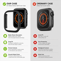 Casing Pelindung Ringan Anti Benturan Setengah Terbuka Matte PC untuk Apple Watch 10 9 8 7 SE Smart Watch