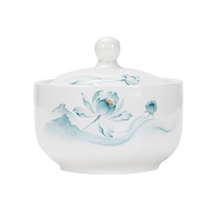 Vaisselle d'hôtel haut de gamme en porcelaine osseuse de Jingdezhen, ensemble de bols et d'assiettes à décor sous glaçure, style chinois moderne pour salles privées de club