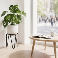 Rak Tanaman Tripod Besi Minimalis Hitam Lapisan PE Anti Karat Tahan Lama Ramah Lingkungan Indoor Outdoor Taman Patio Grosir OEM