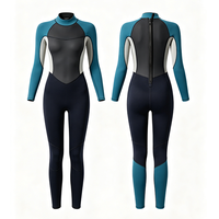 Combinaison de plongée imperméable DIVESTAR pour femme, manches longues, respirante, fermeture éclair dorsale, blocs de couleur, pour surf et plongée, avec genouillères et coutures plates.