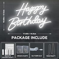 Lampu Neon LED Happy Birthday Multi Warna Custom IP65 Tahan Air, Dapat Diredupkan via USB, Lampu Latar Pesta untuk Acara Ulang Tahun