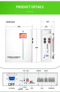 BasenGreen Batteria LiFePO4 48V 100ah da Parete, Sistema di Accumulo Energetico Domestico 5Kwh, Batteria Impilabile Montabile su Rack - Product Image 3