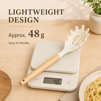 Spatule de service pour pâtes en silicone avec manche en bois, résistante aux hautes températures, qualité alimentaire, pour poêle antiadhésive