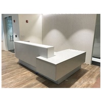 Prix d'usine en gros, bureau de réception moderne en forme de L, surface solide, LED décorative, mobilier de bureau