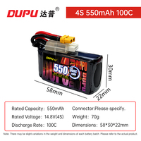 Batterie Lipo DUPU 550mAh 2S 3S 4S 5S 6S 22.2V 100C Série Noire avec Prise XT60 pour Pack de Batteries de Drone FPV