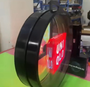 Пользовательская форма, вращающаяся светодиодная коробка, прозрачное 3D-изображение, Bluetooth, водонепроницаемая односторонняя стальная рама, бренд магазина