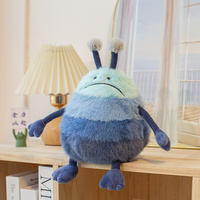 Peluche bleue Little Monster avec antennes, visage triste, jouet en peluche super doux pour enfants, décoration de bureau, décoration de la maison, cadeau d'anniversaire
