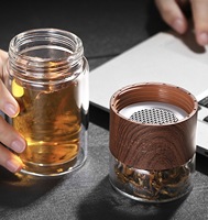 Stocké petit 120/200ml Double paroi Borosilicate voyage bouteille de thé tasse Portable thé gobelet bouteille d'eau avec infuseur