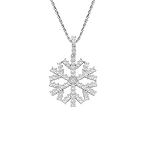 Colgante de Copo de Nieve, Accesorios Hip Hop, Collar para Hombre y Mujer, Cobre con Incrustaciones de Circonio, Colgante Circular de Copo de Nieve - Product Image 5