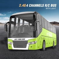Mainan Bus Remote Control 4 saluran 2.4ghz, mainan Model Bus RC fungsi penuh dengan lampu realistis dan mainan Bus ban karet untuk anak-anak