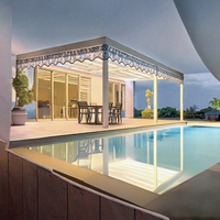 Toit à persiennes motorisé réglable en aluminium thermolaqué pour terrasse moderne, balcon, patio, abri d'été et relaxation en extérieur