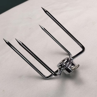 Ensemble d'ustensiles de barbecue en acier inoxydable poli de haute qualité, fourchettes à viande pour rôtisserie, camping, compatible avec les broches hexagonales de 3/8 pouces et carrées de 5/16 pouces