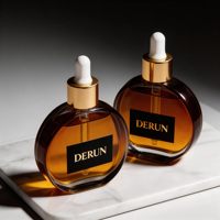 Contenants à huile ronds et plats uniques, 50 ml, flacons compte-gouttes en verre transparent vides pour huiles essentielles, avec bouchon intérieur, logo personnalisé, flacon transparent