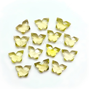 Pendentif en quartz citron naturel en forme de papillon, pierre précieuse sculptée à la main, briolette 14 mm, vente en gros pour la fabrication de bijoux - Product Image 1