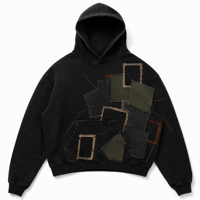 Hoodie Hitam Abstrak Original Ink Frost, Pullover Streetwear Gelap Berkilau untuk Musim Gugur Musim Dingin Grosir