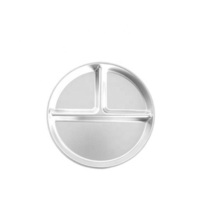 Assiettes pour enfants en acier inoxydable, lot de 3, 20 cm, assiette à compartiments pour le contrôle des portions des tout-petits, sans BPA, passe au lave-vaisselle, plat à collation pour bébé - Product Image 4