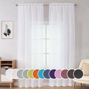 透明窗帘 72 英寸长 薄纱杆筒窗帘套装 2 件套，适用于卧室和客厅（可机洗） - Product Image 4