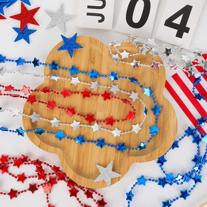 Accesorios del 4 de julio, 50PCS Collar de estrellas Cuentas del Día DE <span class=keywords><strong>LA</strong></span> Independencia, Rojo Blanco Azul Patriótico Cuarto DE JULIO Collar Favor de fiesta - Product Image 4