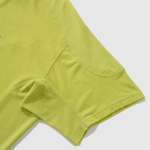 T-shirt en maille décontracté 100 % coton de haute qualité, vert citron et gris, séchage rapide, respirant, à manches courtes, tricoté pour homme - Product Image 3