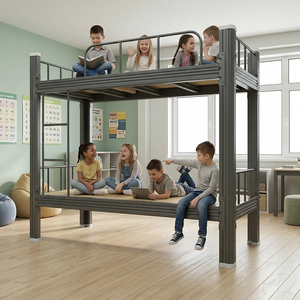 Industrial Metal Bunk <b>Bed</b> Twin XL Size <b>Space</b> <b>Saving</b> Design For School Use Durable Steel Frame - Product Image 1