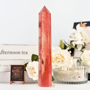Torre de Cristal de Cuarzo Rojo Fundido, Columna de Cristal Artificial con Energía Positiva y Armonía, Otras Artesanías de Cristal - Product Image 5