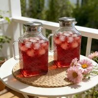 Carafe en verre de forme spéciale, moderne et minimaliste, pour réfrigérateur, conteneur de stockage de cuisine, 1 gallon, avec couvercle