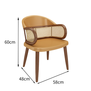 Sedia da Pranzo Moderna per Ristoranti Commerciali con Telaio in Legno Massello e Schienale Curvo in <span class=keywords><strong>Rattan</strong></span> per Progetti di Ospitalità - Product Image 2