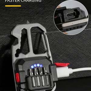 Mini lampe de travail portable, lampe de poche, porte-clés, rechargeable par USB, ouvre-bouteille, diode électroluminescente - Product Image 3