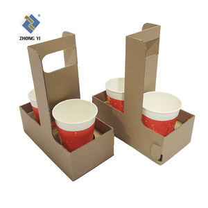 Изготовленный на заказ <span class=keywords><strong>2</strong></span> чашки крафт-картонный подстаканник складной поднос для напитков для 6 упаковок пивной коробки - Product Image 3