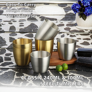 Mug à eau classique en acier inoxydable à paroi simple 240 ml/300 ml 8 oz/10 oz, gobelet de bar de restaurant coréen, vaisselle isotherme pour boissons chaudes/froides - Product Image 2