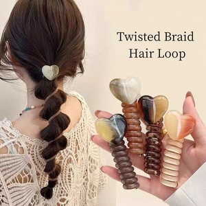 Pince à cheveux spirale en forme de cœur pour femme, élastique à cheveux, accessoire capillaire élégant pour queues de cheval, tenues quotidiennes et de soirée - Product Image 5