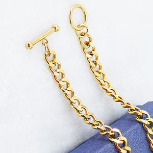 CHENG JEWELERS Bijoux fantaisie Bracelets pour hommes en acier inoxydable de 10 mm avec fermoir OT Plaqué <span class=keywords><strong>or</strong></span> <span class=keywords><strong>18</strong></span> <span class=keywords><strong>carats</strong></span> - Product Image 3