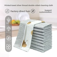 Tendance 2026 : Serviette de vaisselle carrée en microfibre à fil argenté, absorbante, dégraissante et anti-graisse pour le nettoyage quotidien de la vaisselle à la maison