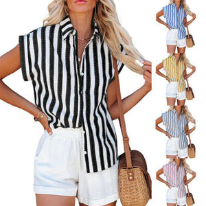 Camisas a rayas sueltas informales para mujer, camisas <span class=keywords><strong>de</strong></span> gran tamaño Vintage <span class=keywords><strong>de</strong></span> verano <span class=keywords><strong>2023</strong></span> para mujer, <span class=keywords><strong>blusas</strong></span> elegantes <span class=keywords><strong>de</strong></span> <span class=keywords><strong>moda</strong></span> para jóvenes y mujeres - Product Image 6