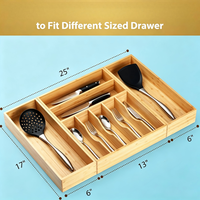Organisateur d'ustensiles de cuisine, support extra long pour couverts, boîte de rangement pour couverts, séparateur de tiroir multi-usages