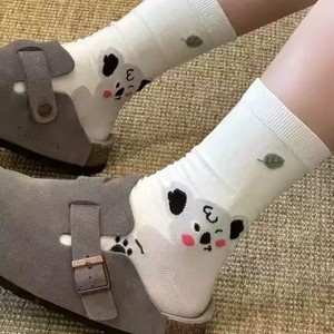<b>Cute</b> Cartoon Seamless Mid Calf <b>Socks</b> For Women Cotton Breathable Sweat Absorbing Odor Resistant Youth Style - Product Image 1