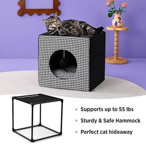 2024 neue moderne tragbare Luxus große schwarz weiß Oxford Würfel Haustier Katze Höhle Bett Multi Größe mit rutsch festen Boden für Katzen Hunde - Product Image 6