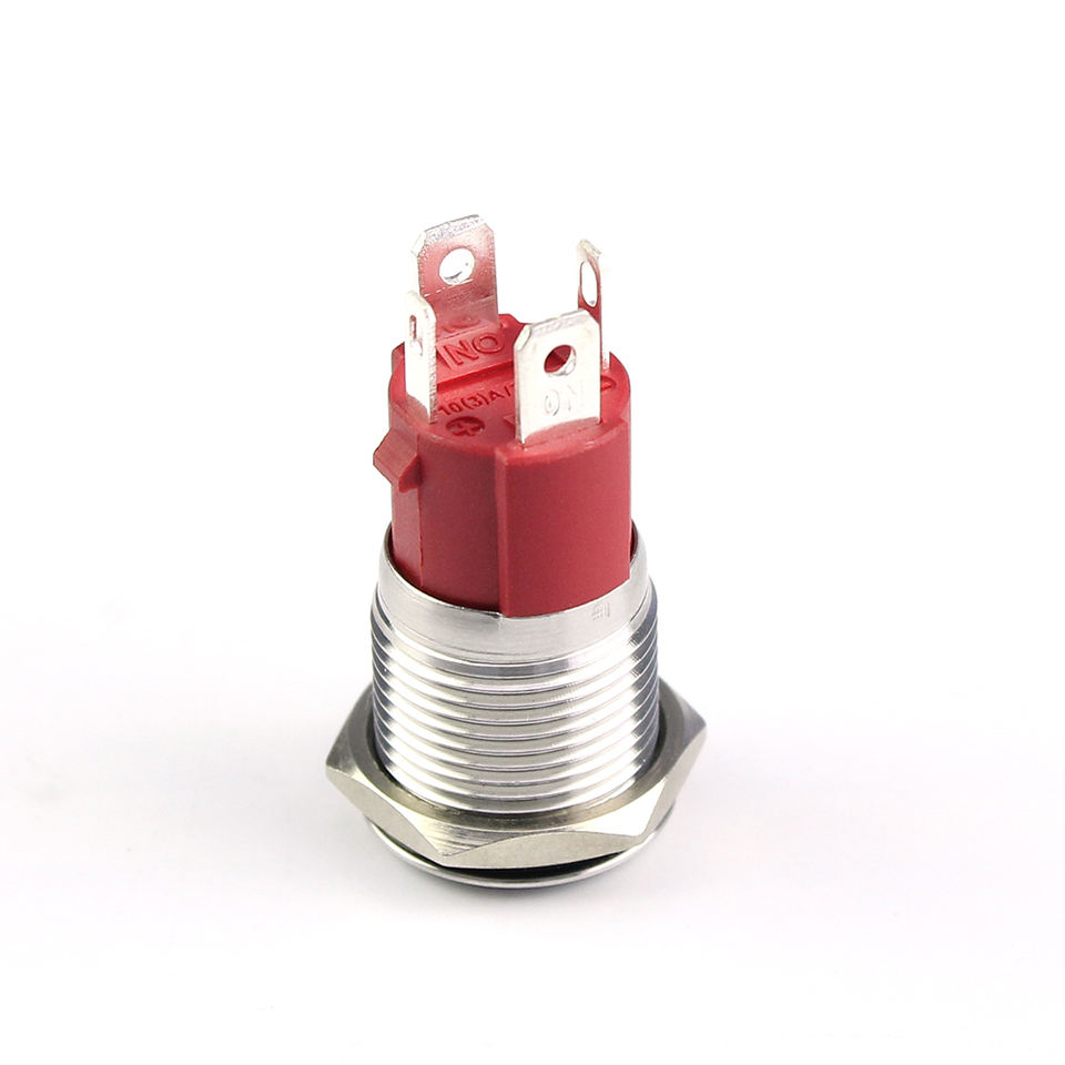 Heavy Duty 20A 12Vlot Waterproof Pushbutton Switch 4Pin ON-OFF 16MM Flat Button Marine Push Button Light Switch with Ring LED