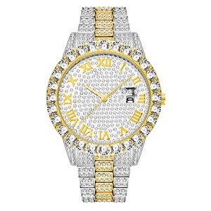 Montre Homme Luxe Diamantée Style Iced Out Grand Cadran Acier Inoxydable Bijou de Poignet Montres Quartz pour Hommes - Product Image 2