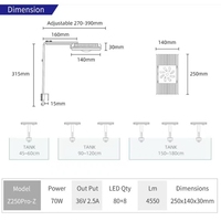 Lampe LED pour aquarium Week Aqua 70 Watts, contrôle par application, lumière RGB UV spectre complet, lampe pour aquarium avec minuterie et écran Z250 PRO
