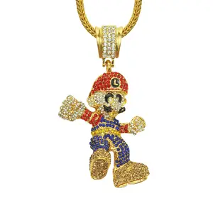 Mario小尺寸跌落式送货嘻哈项链Mario，带Franco链条