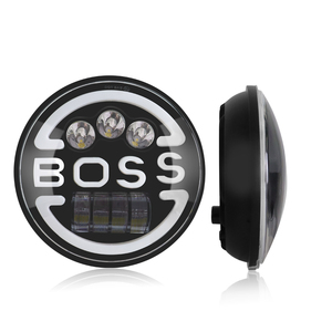 Faro LED Redondo BOSS de 7 Pulgadas, Súper Brillante, 75W, Luz Alta y Baja, DRL, Luces de Conducción para Jeeps, Bombilla Halo H4, 7000LM, 6000K - Product Image 5
